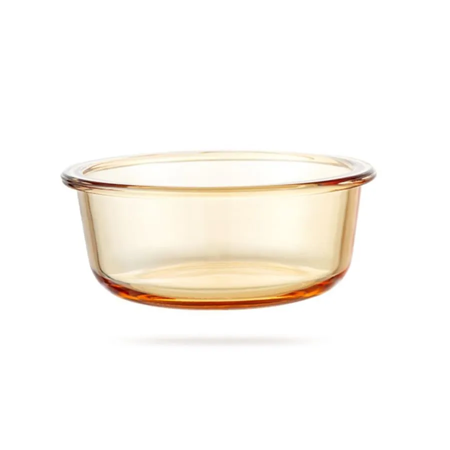 Homestic Borosilicate Glass Container With PP Lid-Round|JDA027-AMB|Light Orange|890 ML|Pack Of 3