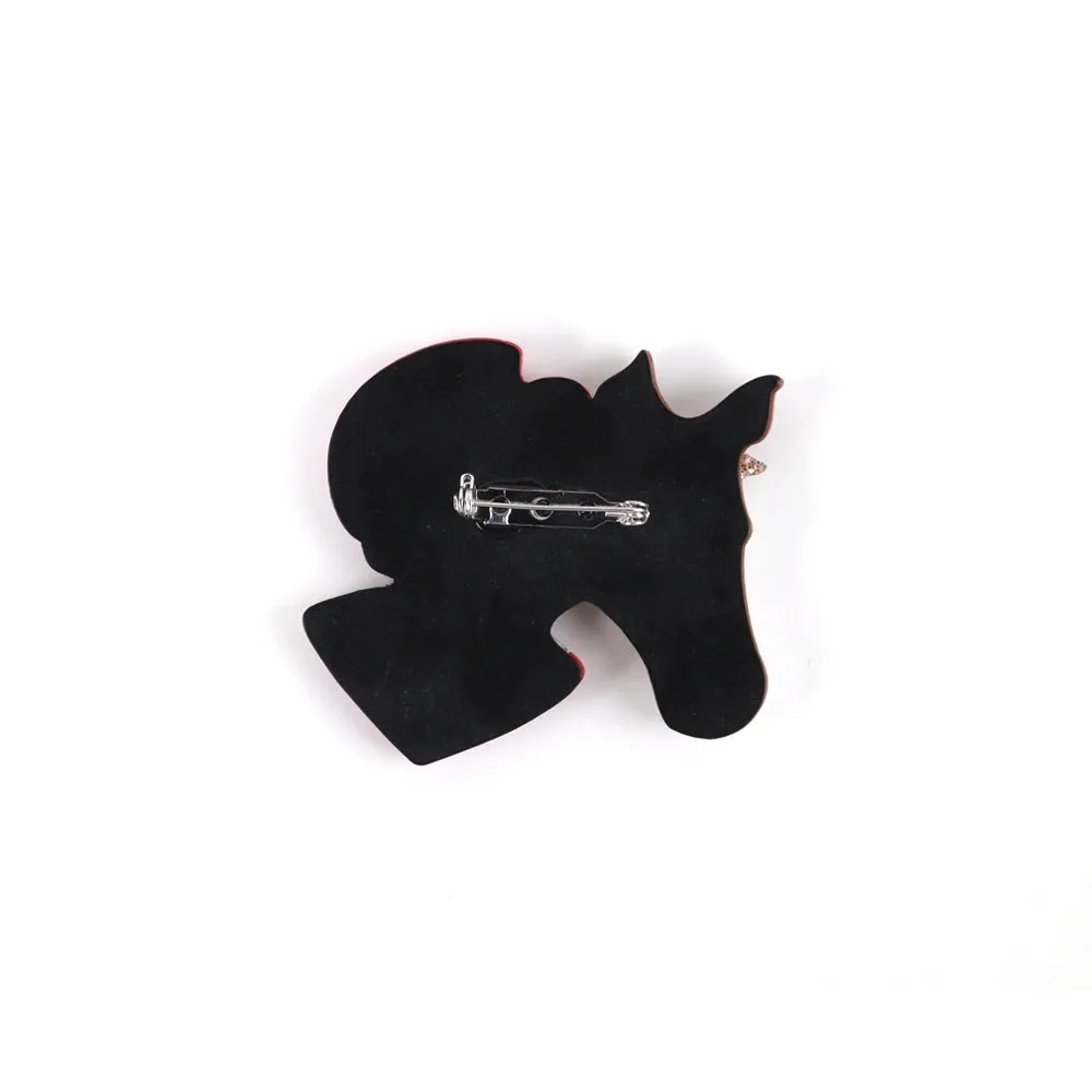 Horse And Cowgirl Acrylic Brooch