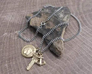 Horsemen Key Trio Pendant Necklace