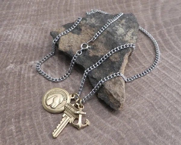 Horsemen Key Trio Pendant Necklace