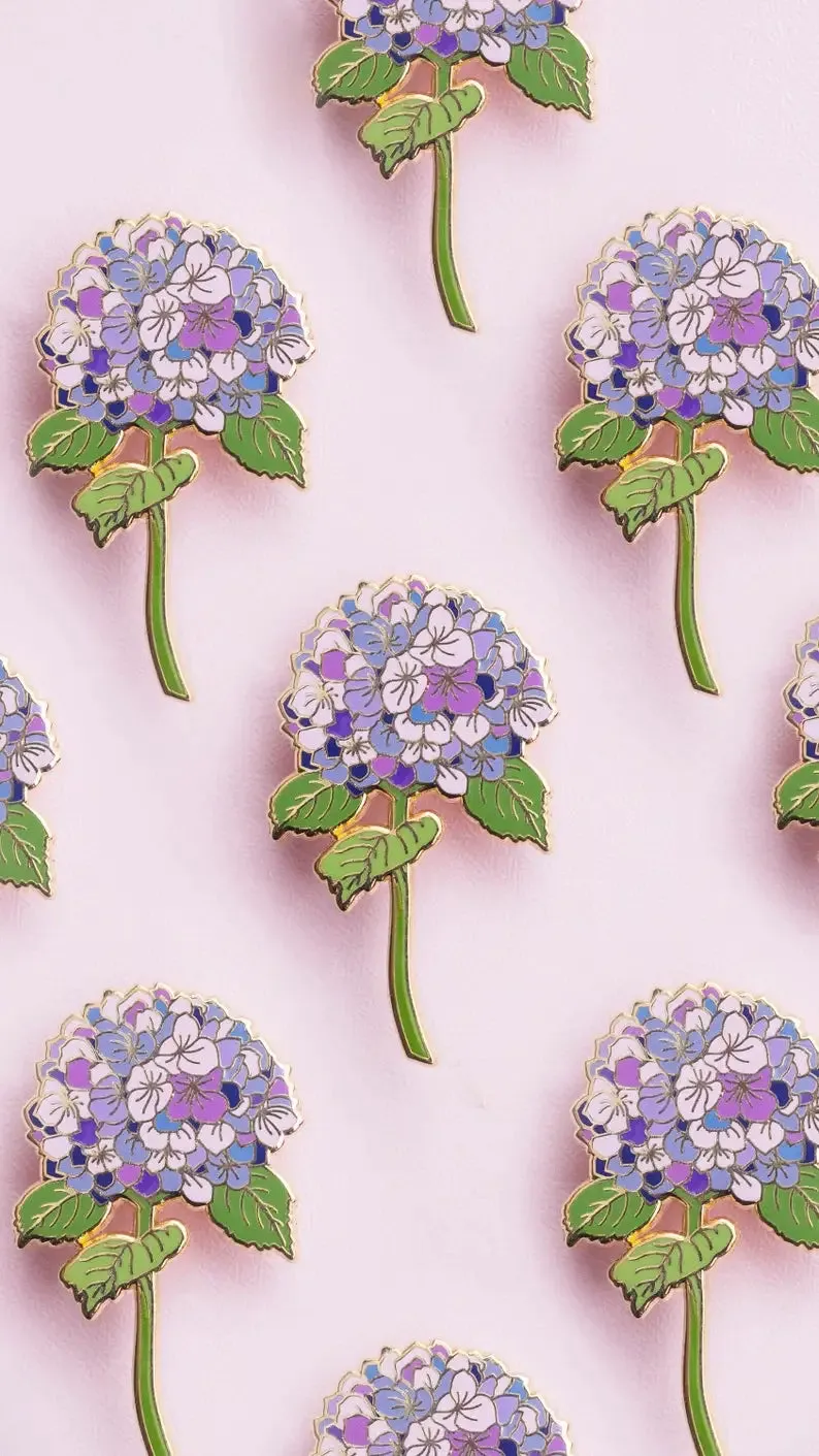 Hydrangea Enamel Pin