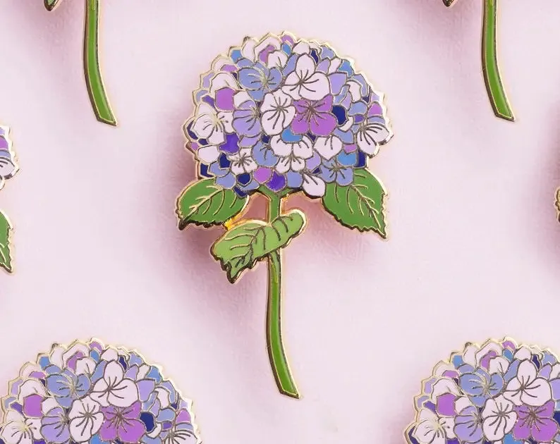 Hydrangea Enamel Pin