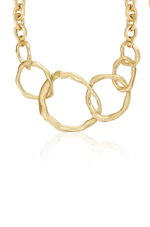 Interlocking Gold Drip Circles Necklace