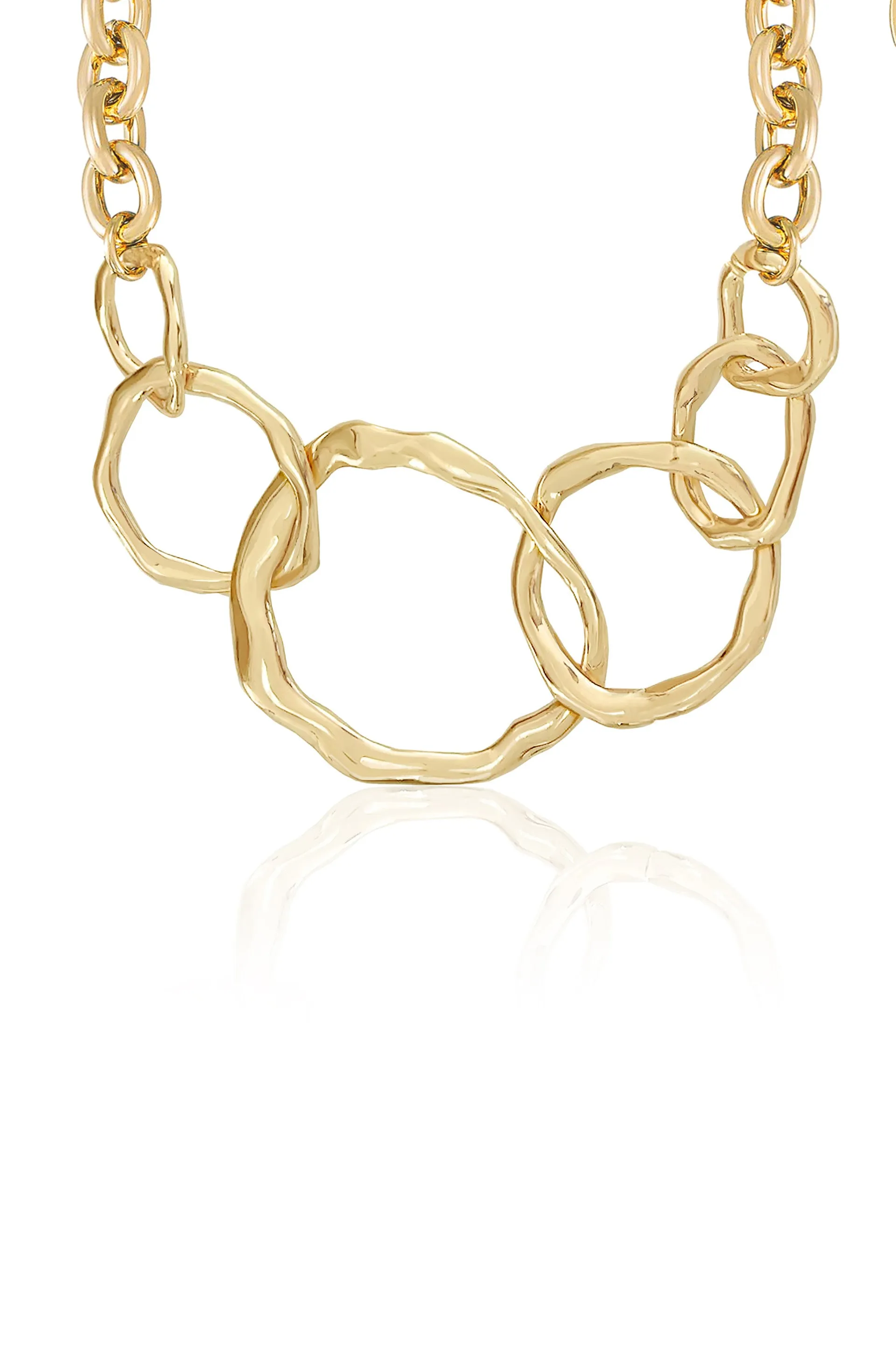 Interlocking Gold Drip Circles Necklace