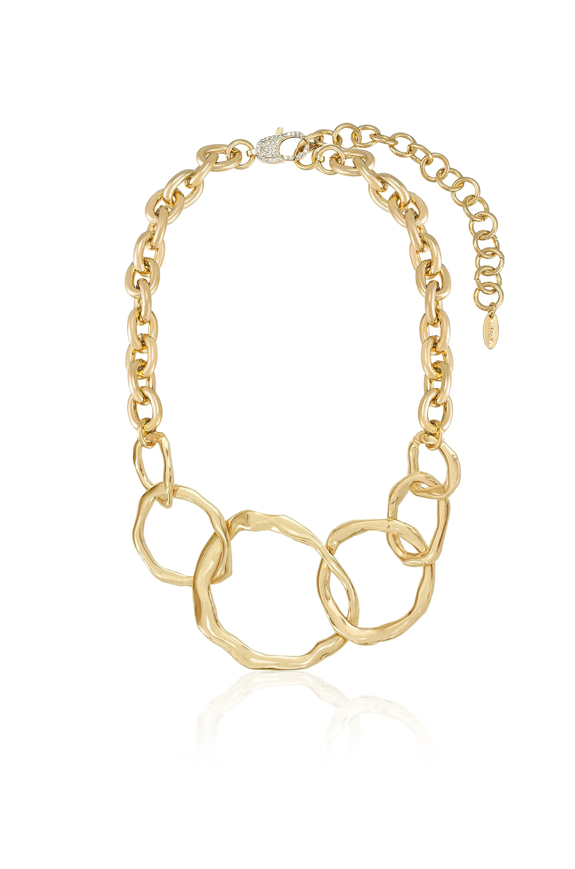 Interlocking Gold Drip Circles Necklace