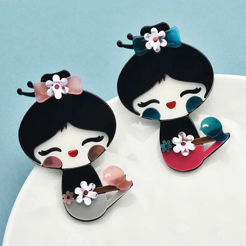 Japanese Girl Acrylic Brooch