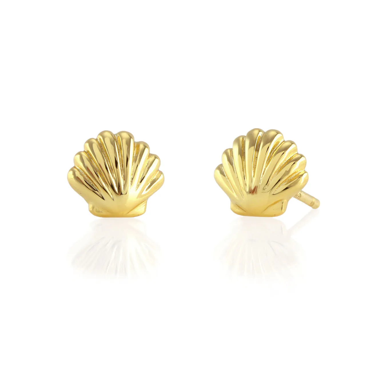 Kris Nations Seashell Stud Earrings 18k gold vermeil