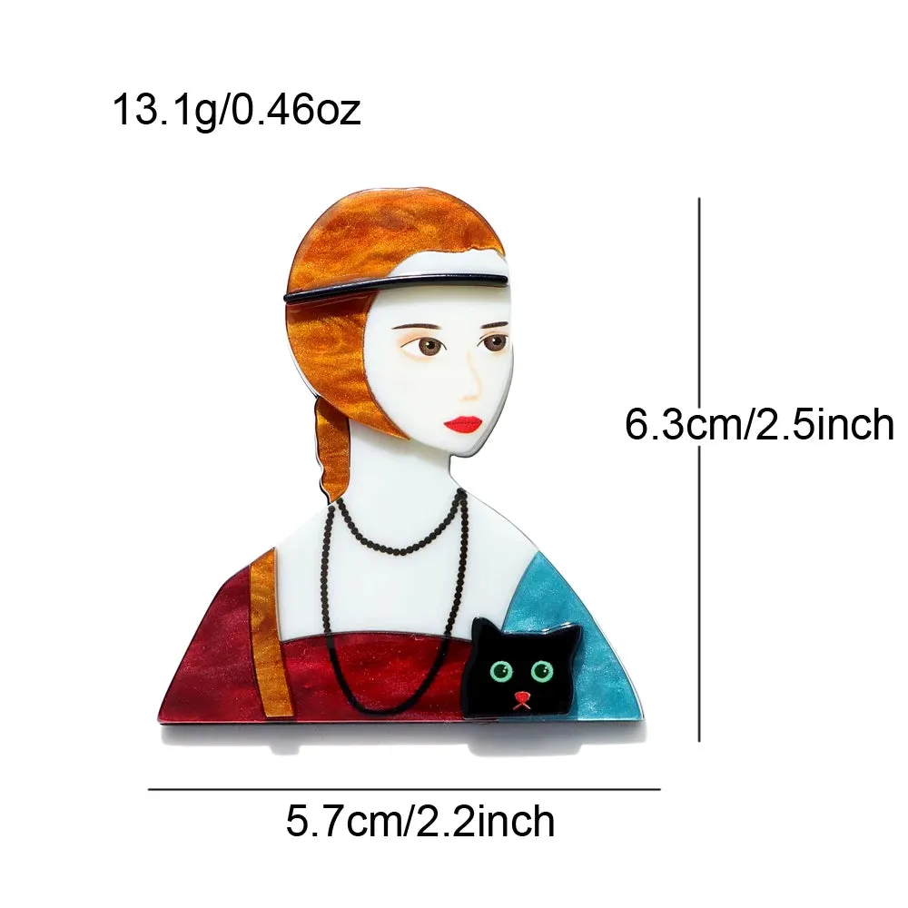 Lady with an Ermine Acrylic Brooch