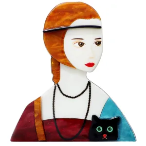 Lady with an Ermine Acrylic Brooch