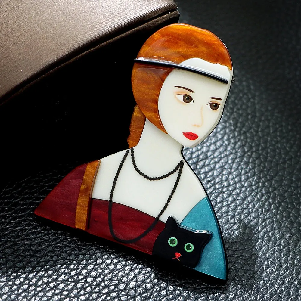 Lady with an Ermine Acrylic Brooch