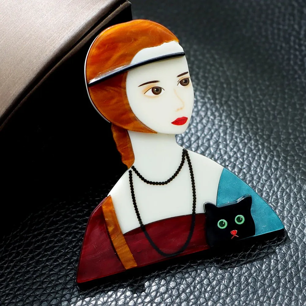 Lady with an Ermine Acrylic Brooch