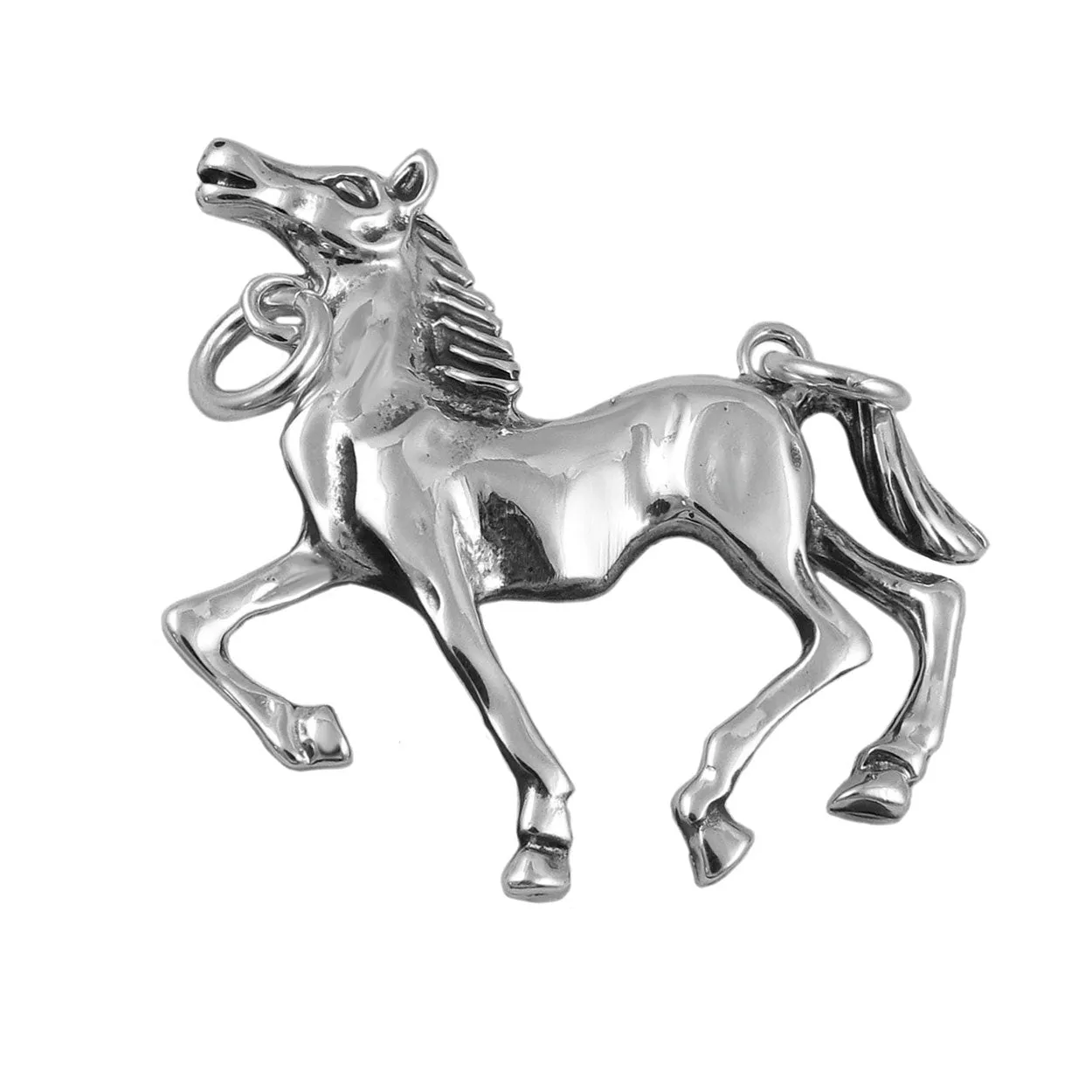 Large Sterling Silver Horse Pendant Necklace