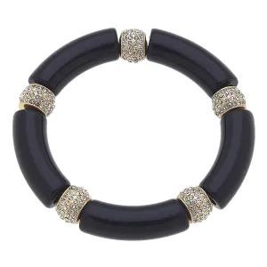 Lelani Resin & Pavé Stretch Bracelet in Black