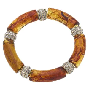 Lelani Resin & Pavé Stretch Bracelet in Tortoise