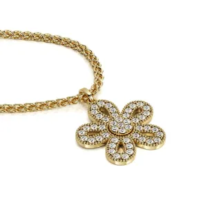 Light Dome Natural Diamond Flower Pendant with a Yellow Necklace