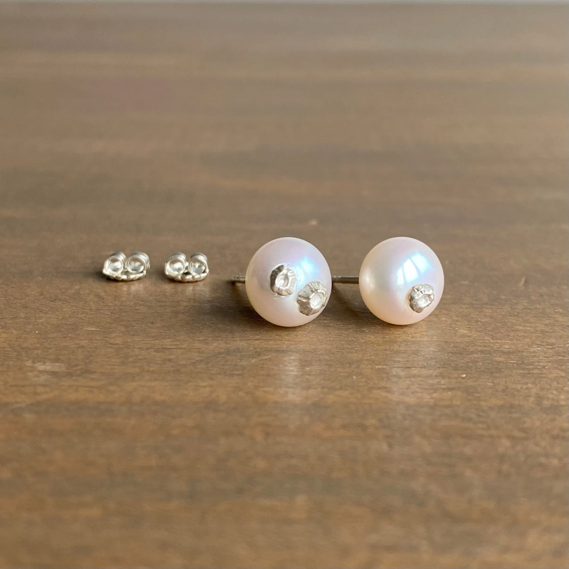 Little Pearl Studs with Silver Barnacles