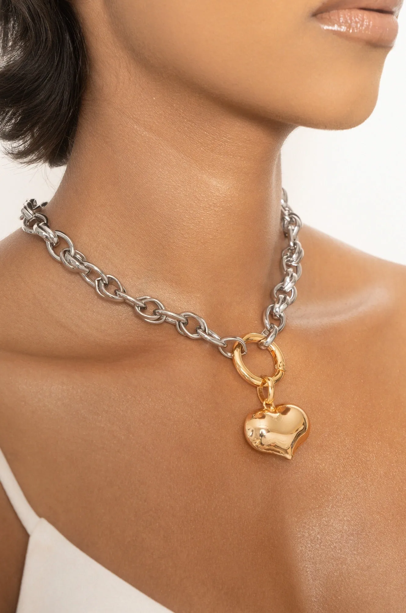 Locked in Mixed Metal Heart Necklace