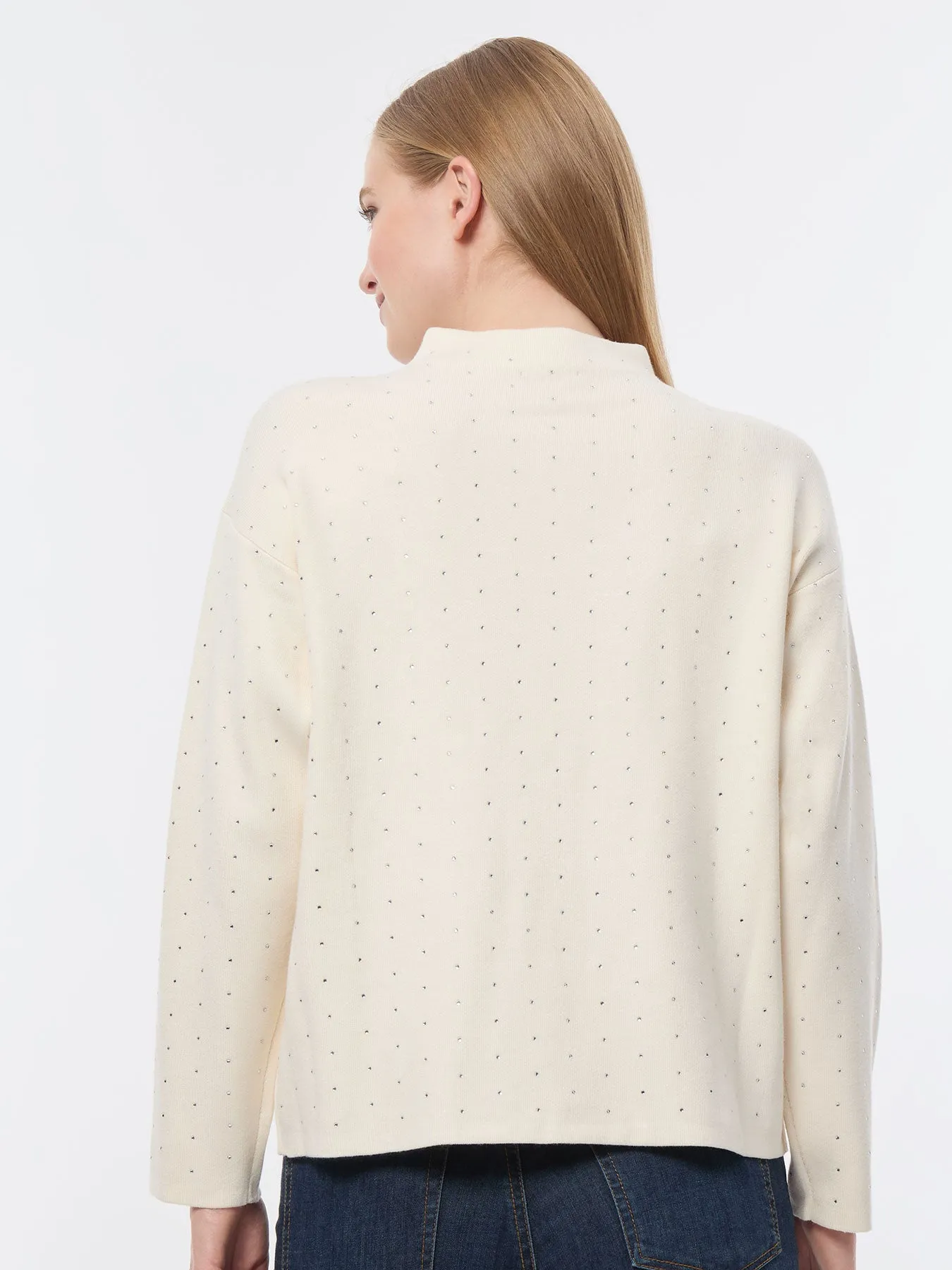 Long Sleeve Studded Mock Neck Top