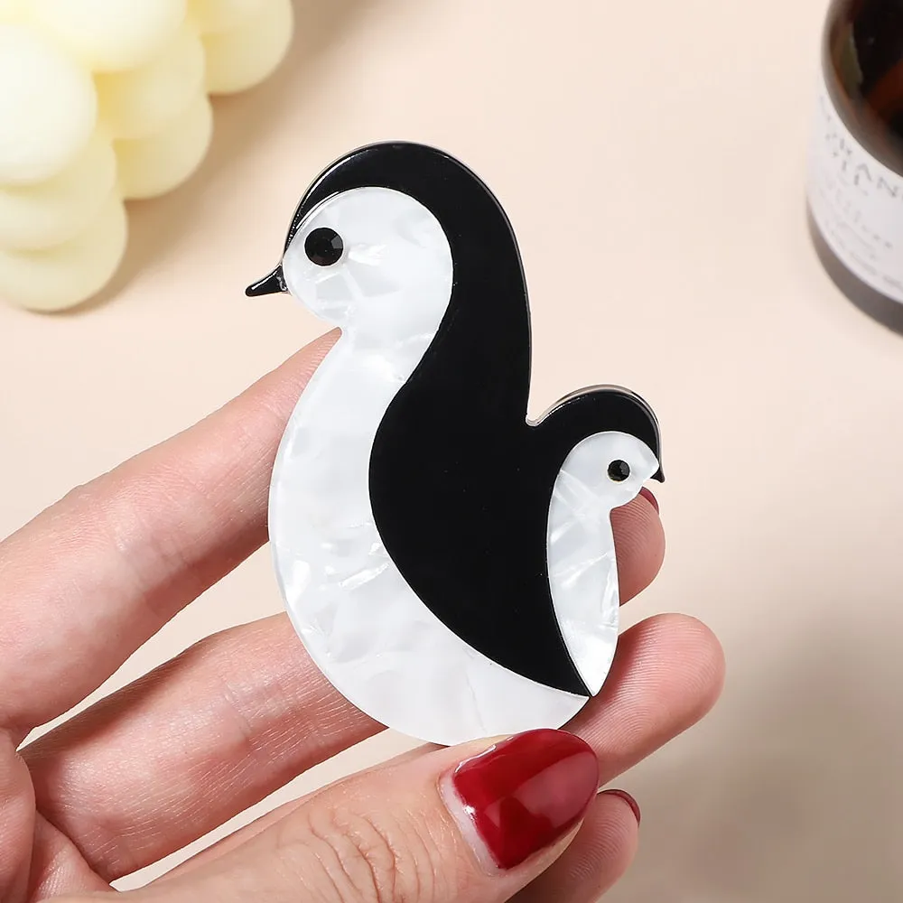 Mamma Penguin Handmade Acrylic Brooch