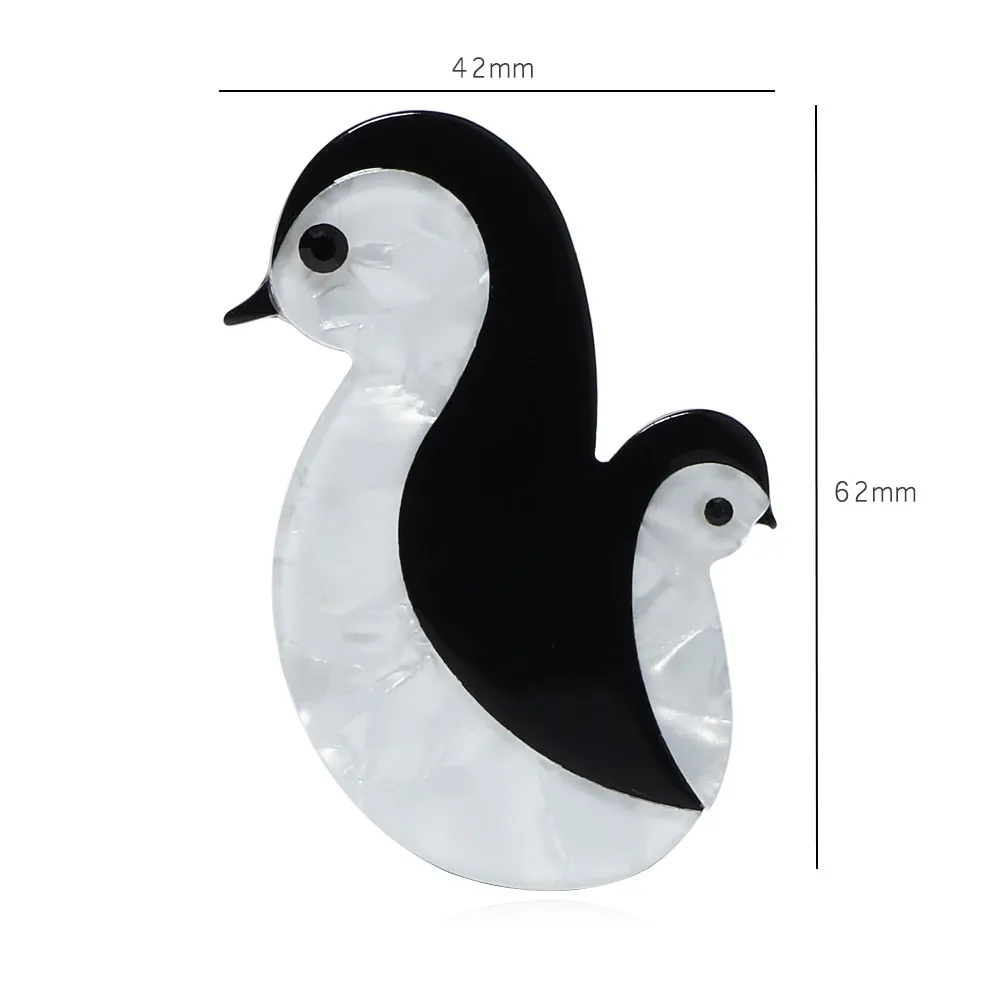 Mamma Penguin Handmade Acrylic Brooch