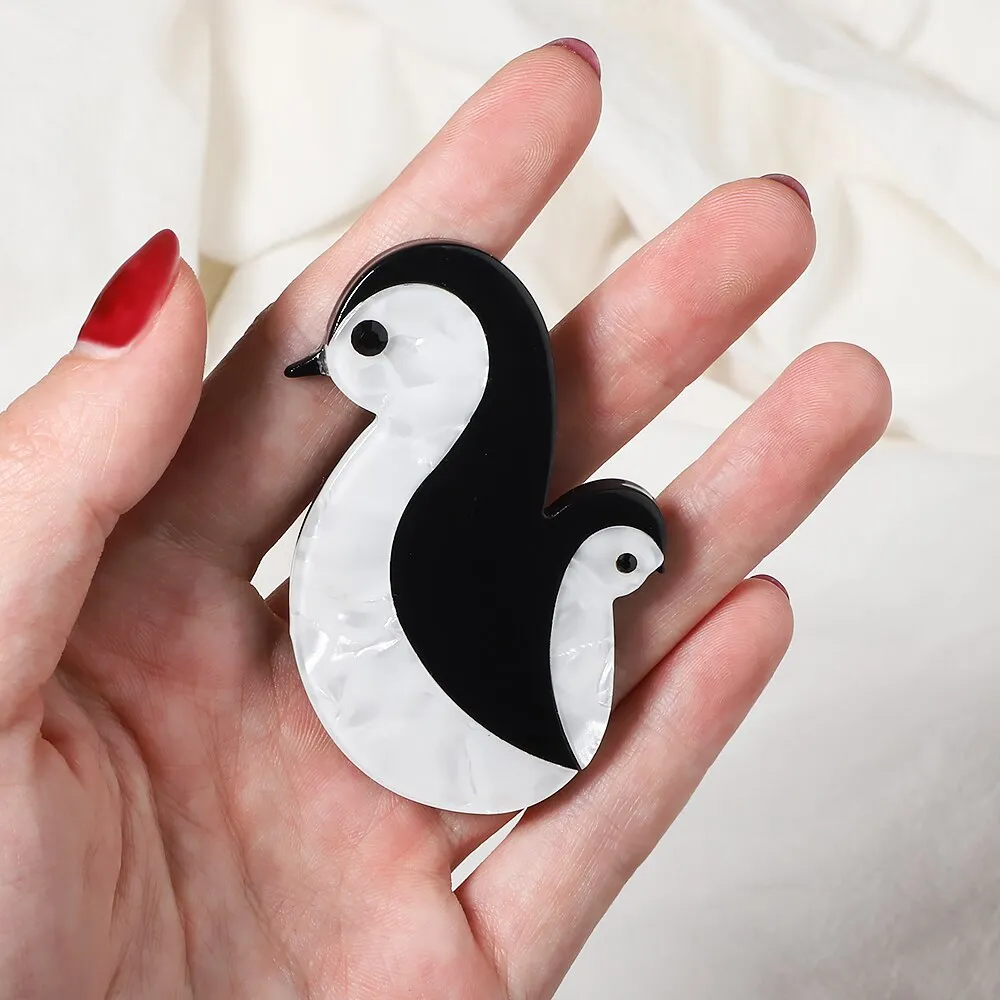 Mamma Penguin Handmade Acrylic Brooch