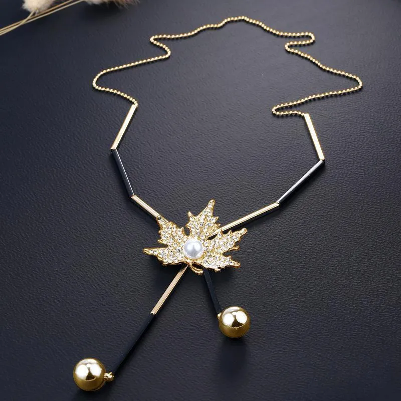 Maple Leaf Tassel Pendant Necklaces