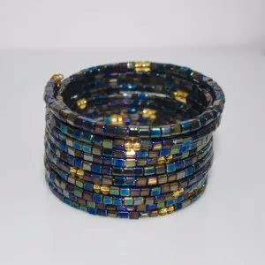 Metallic Blue Memory Wire One Size Bracelets