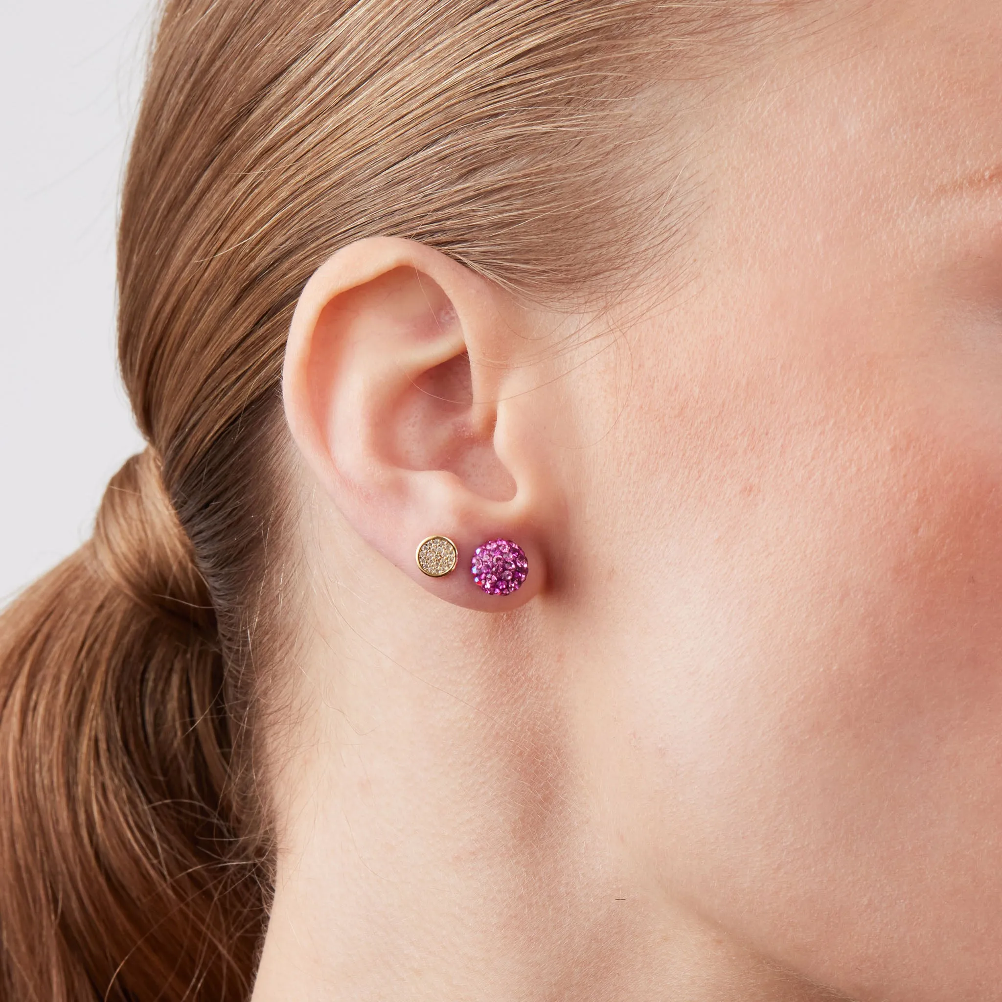 Mini Pavé Disc Stud Earrings