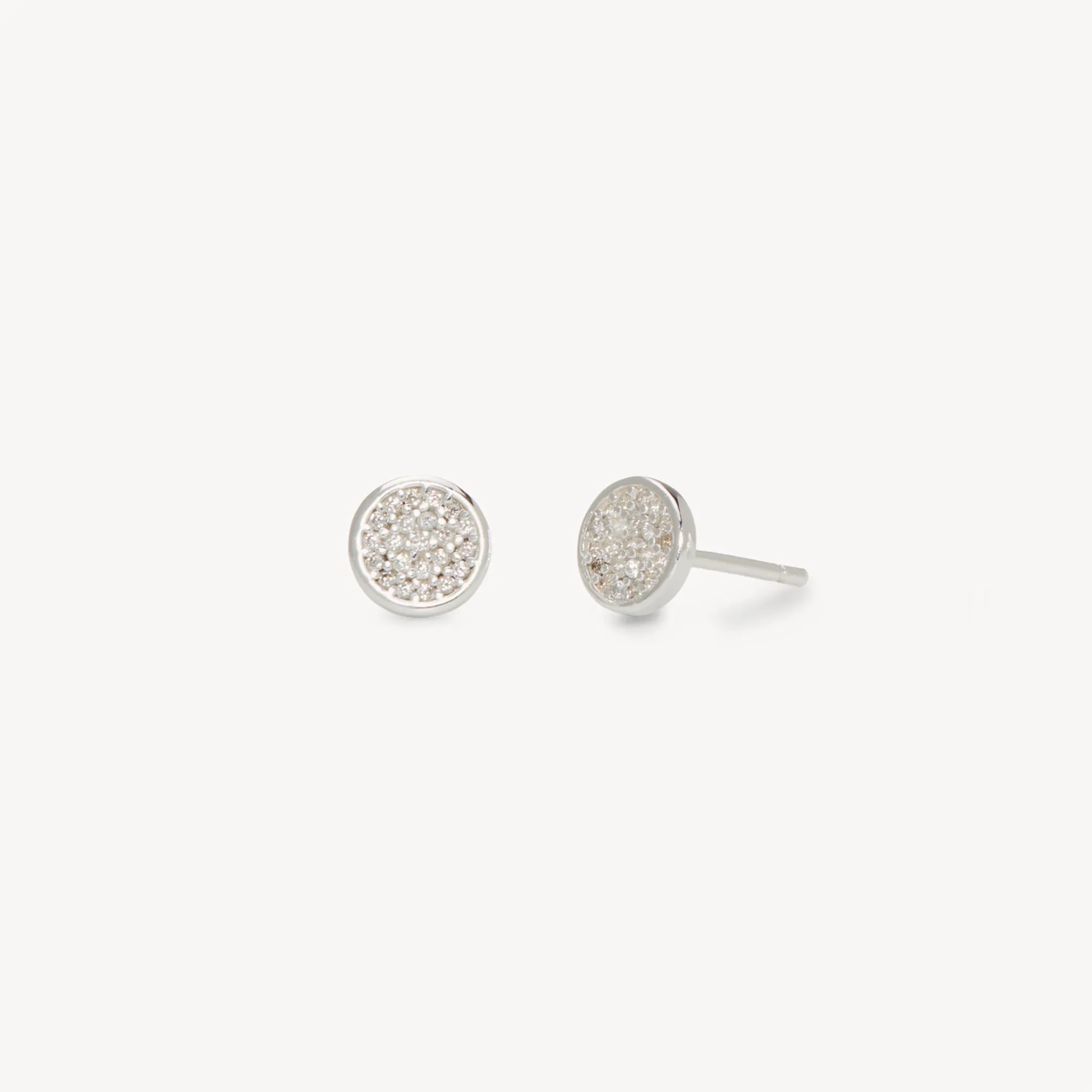 Mini Pavé Disc Stud Earrings