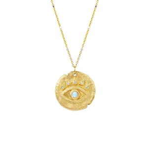 Moonstone Baby Eye of Protection Coin Pendant