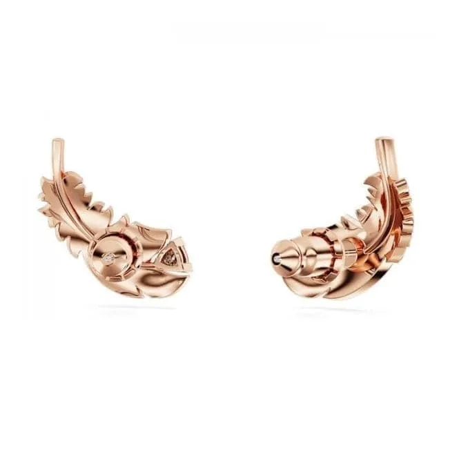 Nice White Rose Gold-tone Plated Feather Stud Earrings 5663490