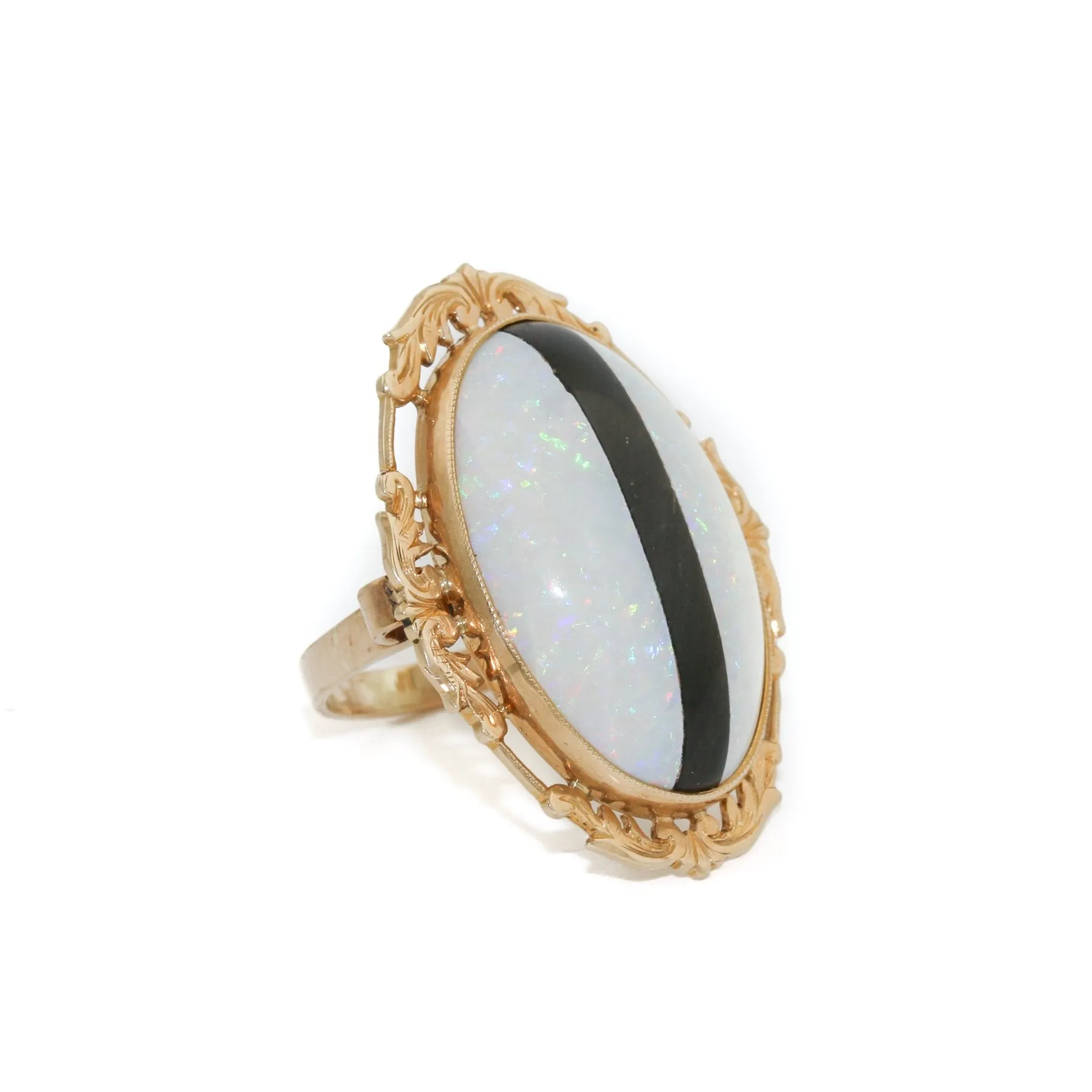 Opal x Jet x 10k Gold Ring 6