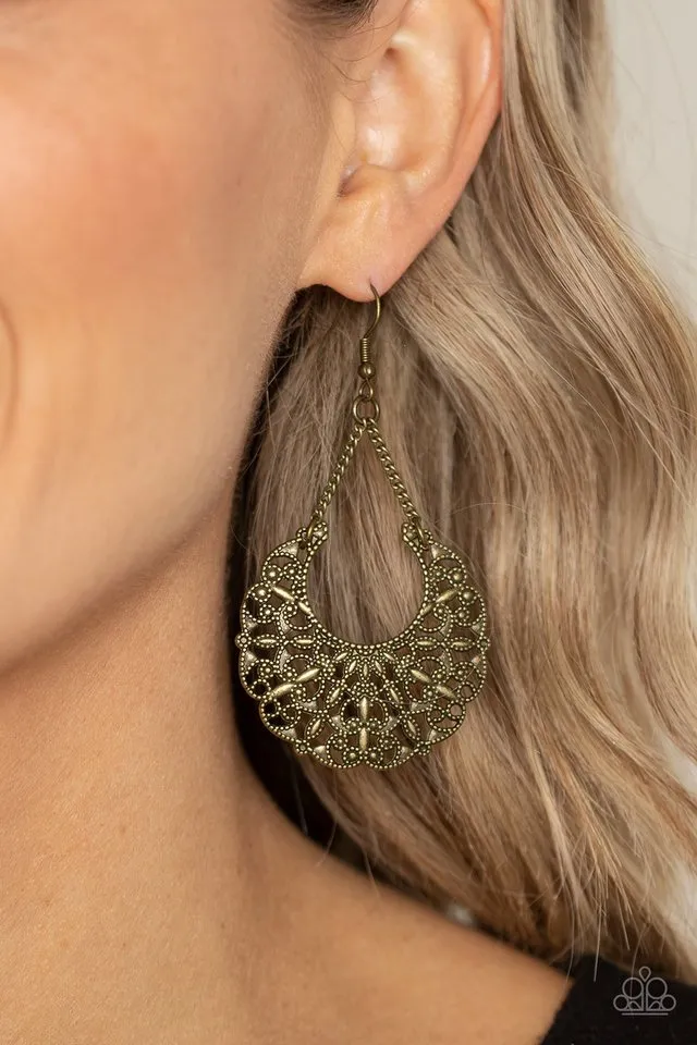 Paparazzi Earring ~ Country Cornucopia - Brass