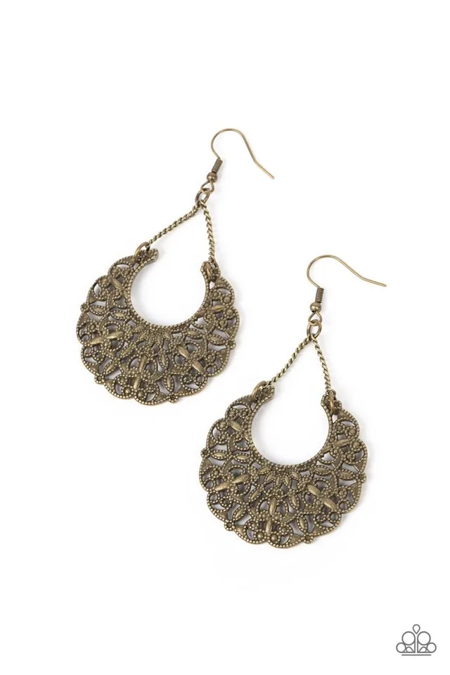 Paparazzi Earring ~ Country Cornucopia - Brass