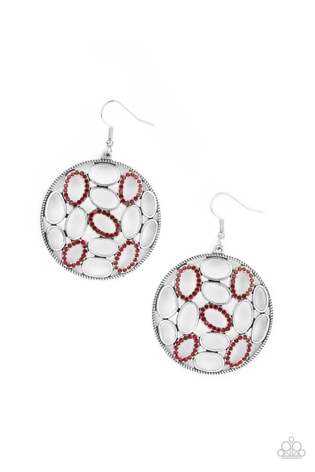 Paparazzi Earring ~ Watch OVAL Me - Red