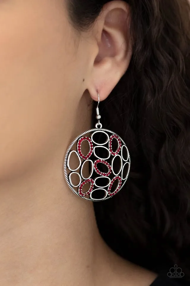 Paparazzi Earring ~ Watch OVAL Me - Red