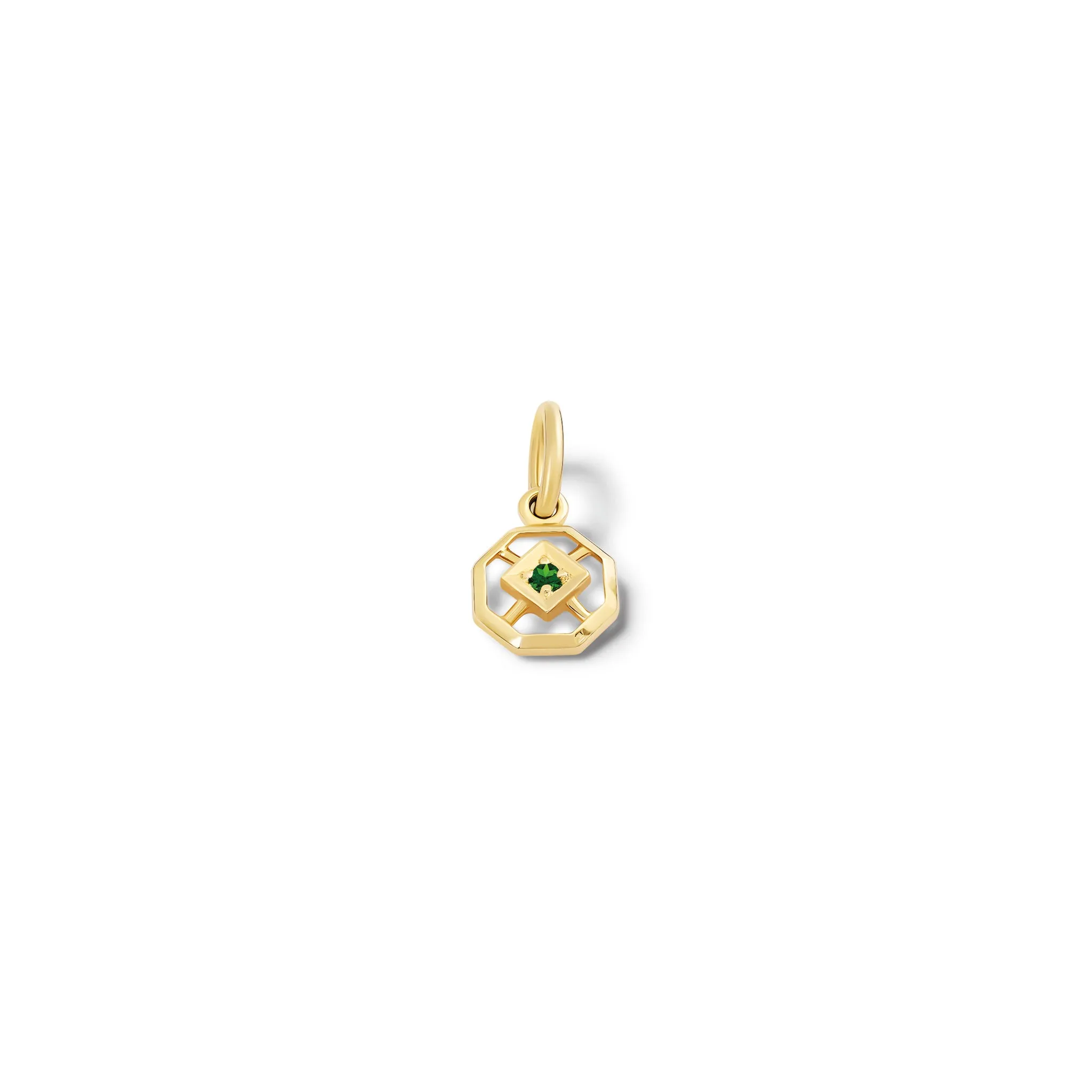 Parquet Small Necklace Pendant Yellow Gold - Emerald