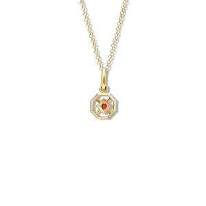 Parquet Small Necklace Pendant Yellow Gold - Ruby