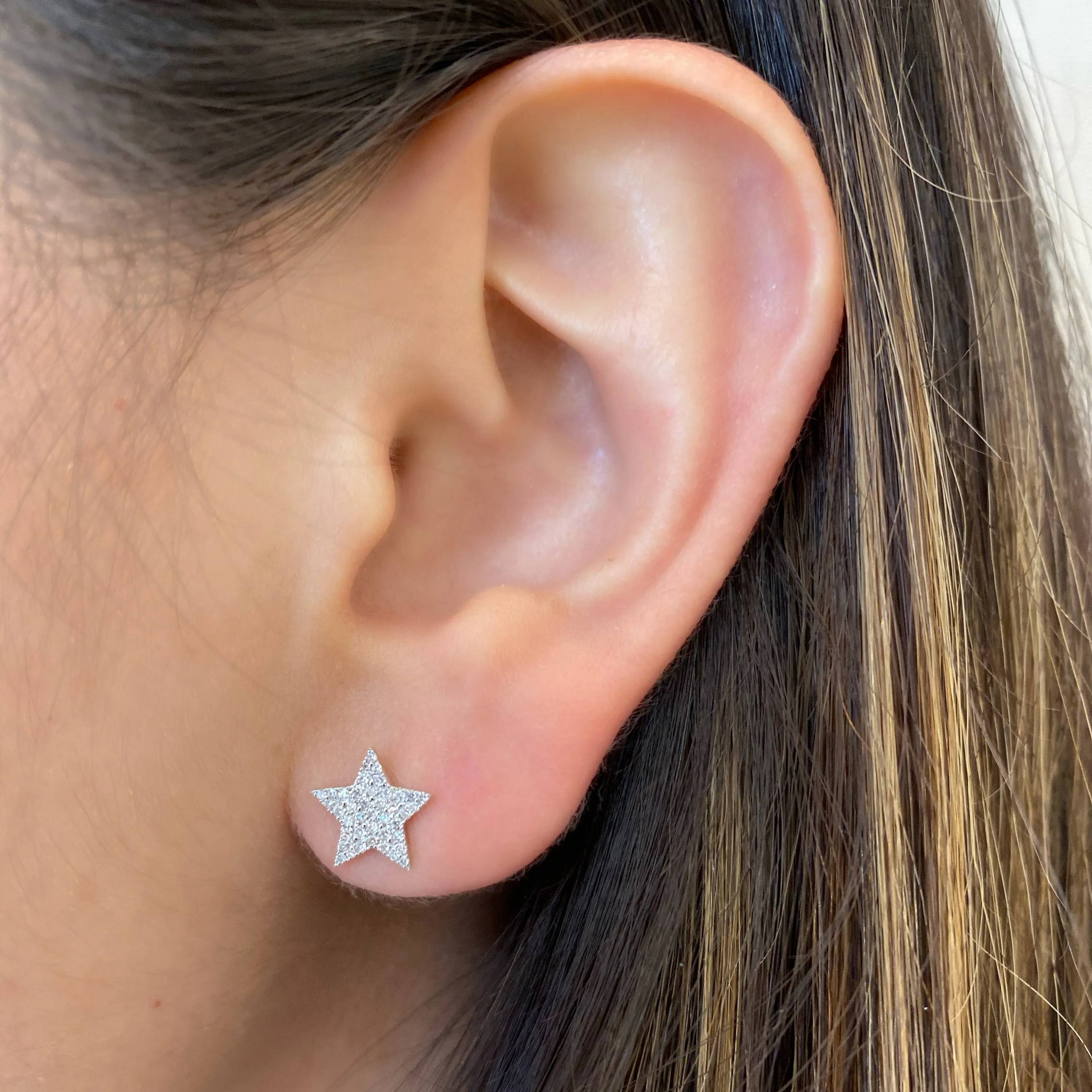 Pave Diamond Star Stud Earrings