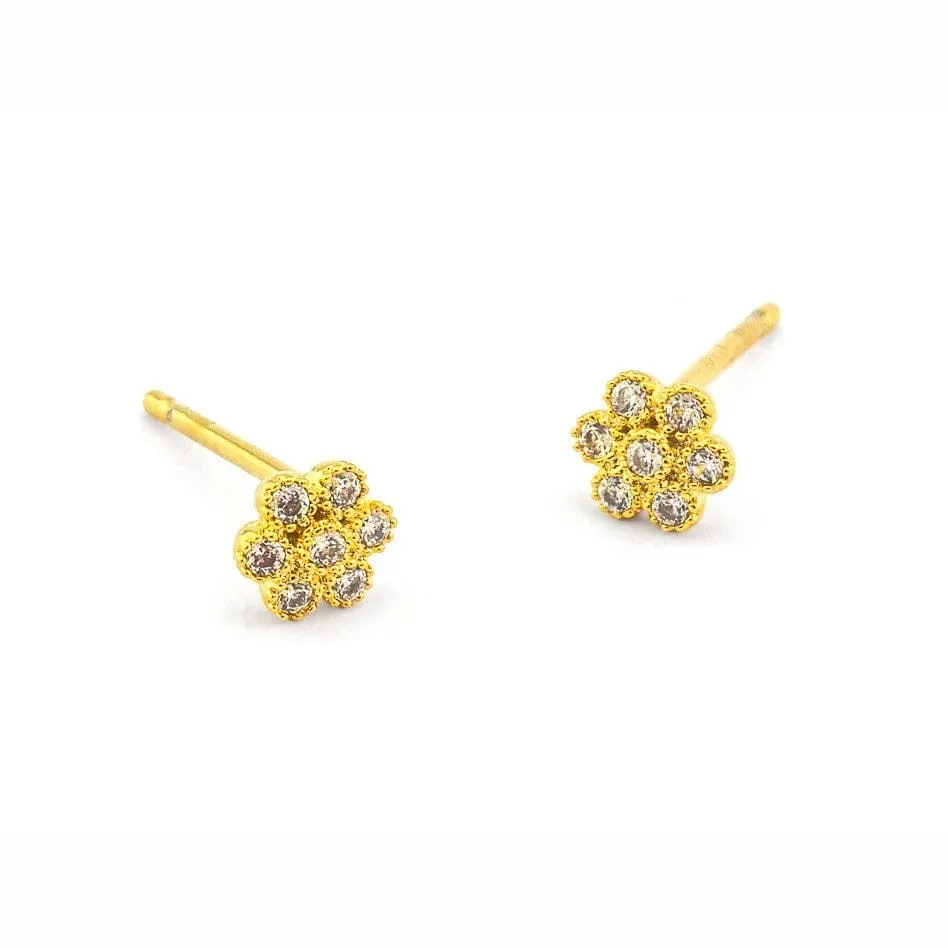 Pave Flower Studs