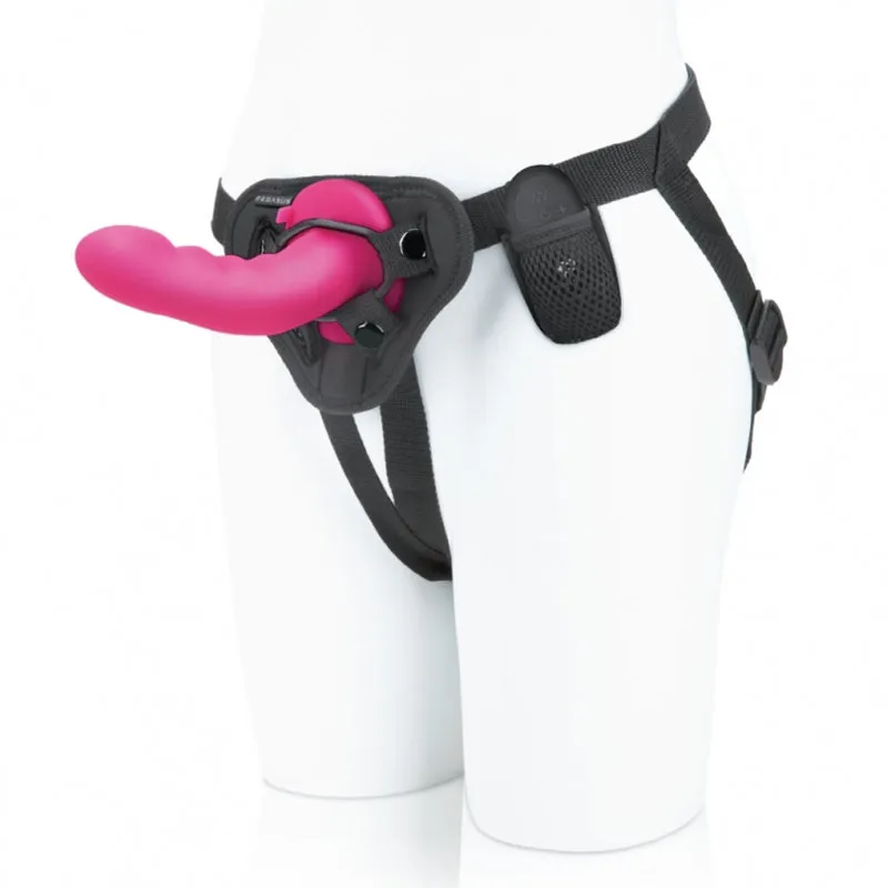 Pegasus 6 in. Curved Ripple Peg Rechargeable Remote-Controlled Silicone Dildo & Adjustable Harness Set Pink