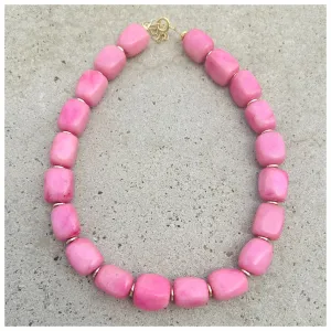 Pink Howlite Mrs. Atias Oblong Chunky Necklace