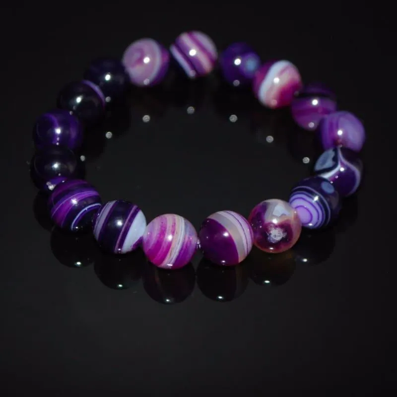 Purple Stripe Onyx Unisex Bracelets