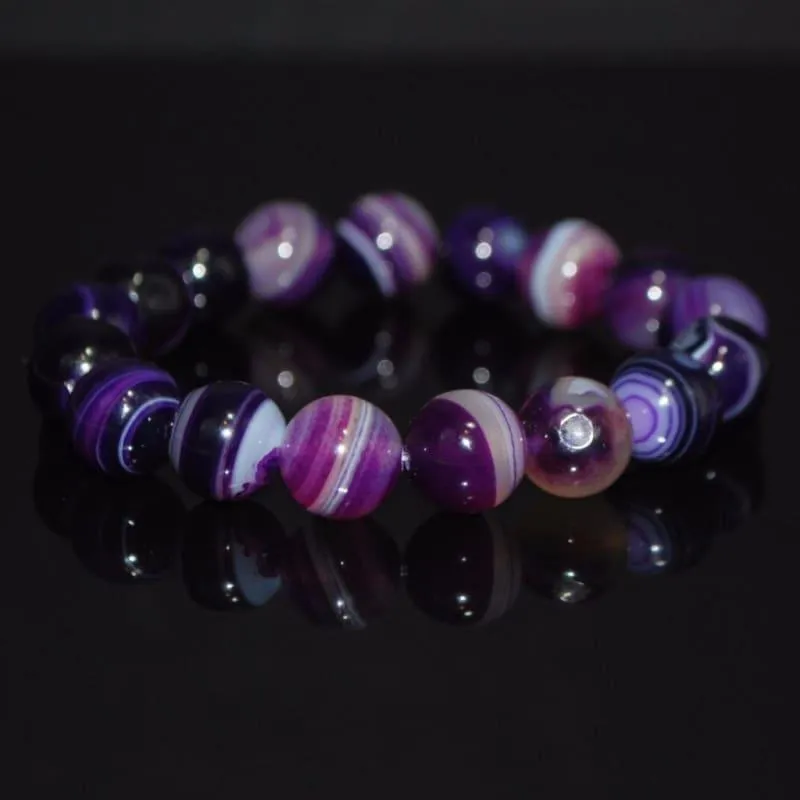 Purple Stripe Onyx Unisex Bracelets