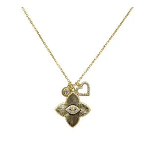 "MOROCCAN EVIL EYE" Flower Charm Necklace