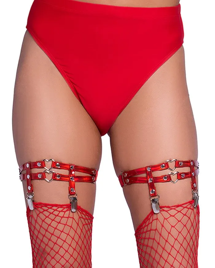 Red Iridescent Heart Garter