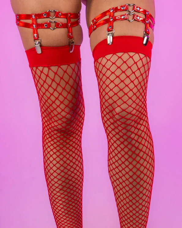 Red Iridescent Heart Garter