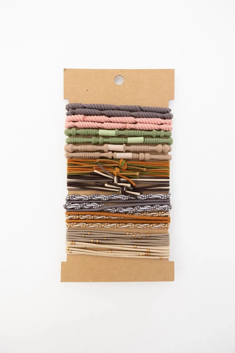 Rhiannon Stackable Hair Tie Bracelet Set • Earth Tones