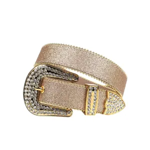 Rhinestone Gold Strap With Silver Studded Belt