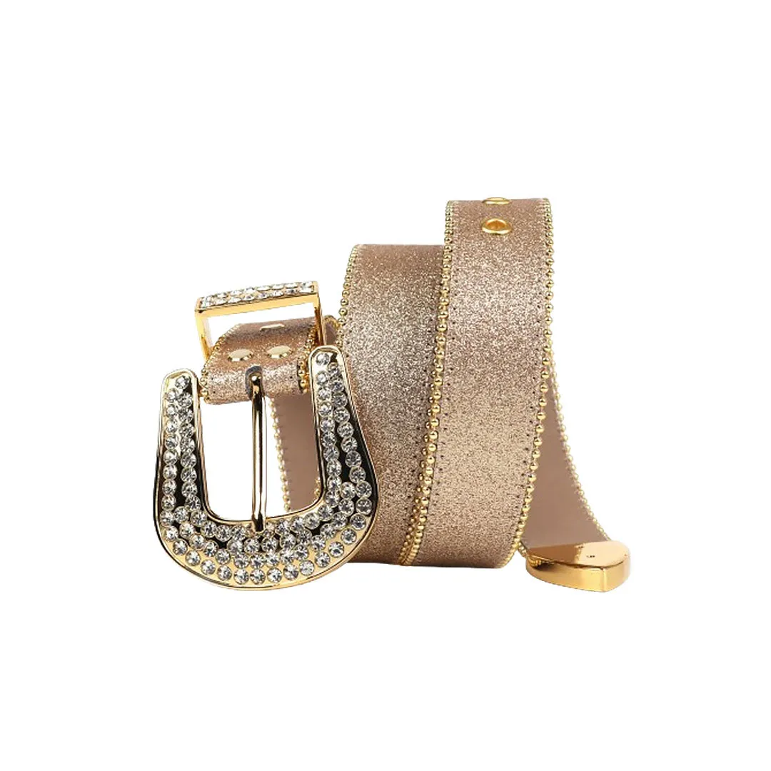 Rhinestone Gold Strap With Silver Studded Belt